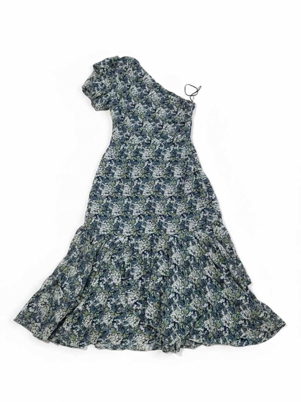 Astr One-Shoulder Floral Midi Dress in Blue, Green & White Women’s Size M - Picture 2 of 5